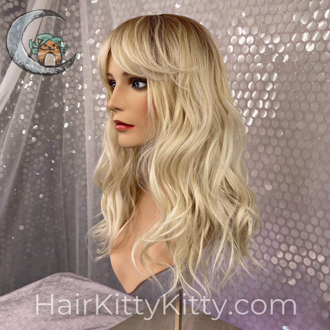 Ambrose 18 Inch Wig - Harlow Blonde Rooted-Machine Made Wefted Wig-CysterWigs Limited-Harlow Blonde Rooted-Ambrose 18 Inch | Harlow Blonde Rooted | CysterWigs Limited | Heat Friendly Synthetic Wig-"Fringe: 4 inches, 2022, All, Ambrose, Average, balanced, CWL, Favorites, Fringe: 4"", Harlow Blonde Rooted (HF), Heart + Inverted Triangle, Heat-Friendly Synthetic, Nape: 12 inches, New Releases, No Permatease, olive, Oval + Diamond, Overall Length: 18 inches, Overall Length: 18"", Popular, Round, Sid