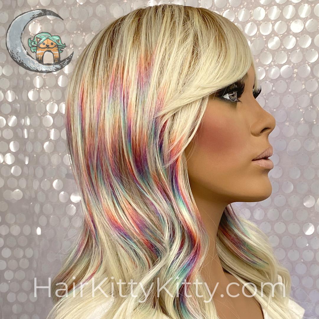 Danica Wig - Holographic Blonde Rooted-Machine Made Wefted Wig-CysterWigs Limited-Holographic Blonde Rooted-Danica | Holographic Blonde Rooted | CysterWigs Limited HF Full Wig-2021, All, Balanced, CWL, Danica, Fashion, Favorites, Fringe, Fringe: 5.5", Heart + Inverted Triangle, Heat-Friendly, Holographic Blonde Rooted, intense, Nape 12 - 18", Natural Density, No Permatease, Oblong + Rectangle, Olive, Oval + Diamond, Overall Length: 23", Round, Special, Square, Standard Wig, Synthetic, Unique, Wa