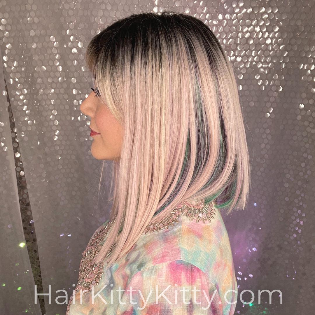 Vaughn Wig - Paradise Pink Rooted-Machine Made Wefted Wig-CysterWigs Limited-Paradise Pink Rooted-Vaughn | Paradise Pink Rooted | CysterWigs Limited HF Full Wig-2021, All Wigs, Average, cool, CWL, Fashion, Favorites, Fringe, Fringe: 5.5", Heart + Inverted Triangle, Heat-Friendly Synthetic, intense, Natural Density, New Releases, No Permatease, Oblong + Rectangle, Oval + Diamond, Overall Length: 14", Paradise Pink Rooted, Popular, Precision, Round, Square, Standard Wig, Straight, Triangle + Pear,