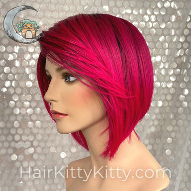 Ainsley Wig - Magenta Melt Rooted-Machine Made Wefted Wig-CysterWigs Limited-Magenta Melt Rooted-Ainsley | Magenta Melt Rooted | CysterWigs Limited HF Full Wig-2021, Ainsley, All, Average, Bob, Crown Filler, CWL, Eligible, Fashion, Fringe: 7", Glam, Has Permatease, Heart + Inverted, Heat-Friendly, intense, Magenta Melt Rooted, Nape 3 - 4", Oval + Diamond, Overall Length: 13", Round, Shag, Square, Standard, Straight, Synthetic, Triangle, Triangle + Pear, Weight: 4 oz, Wig, Wigs, zodiac-gemini, zo