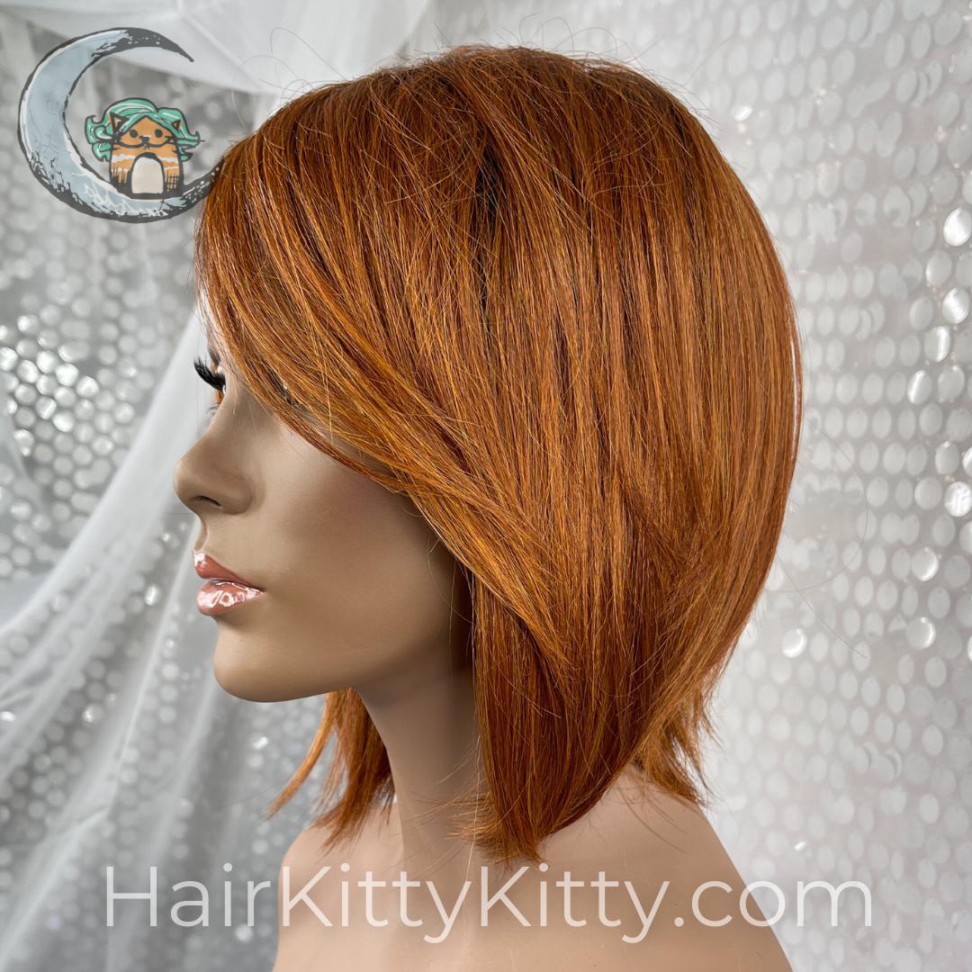 Ainsley Wig - Tahitian Sunset Rooted-Machine Made Wefted Wig-CysterWigs Limited-Tahitian Sunset Rooted-Ainsley | Tahitian Sunset Rooted | CysterWigs Limited HF Full Wig-2021, Ainsley, All, Average, Bob, cool, Crown Filler, CWL, Eligible, Fashion, Fringe: 7", Glam, Has Permatease, Heart + Inverted Triangle, Heat-Friendly Synthetic, Nape 3 - 4", Oval + Diamond, Overall Length: 13", Round, Shag, Square, Standard Wig, Straight, Tahitian Sunset Rooted, Triangle + Pear, Weight: 4 oz, Wigs, zodiac-aqua
