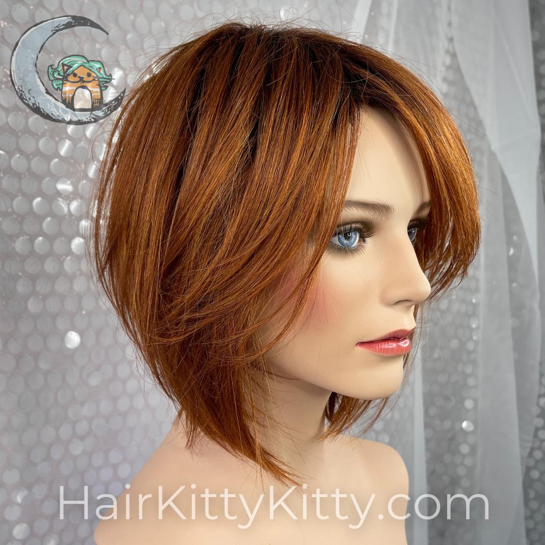 Ainsley Wig - Tahitian Sunset Rooted-Machine Made Wefted Wig-CysterWigs Limited-Tahitian Sunset Rooted-Ainsley | Tahitian Sunset Rooted | CysterWigs Limited HF Full Wig-2021, Ainsley, All, Average, Bob, cool, Crown Filler, CWL, Eligible, Fashion, Fringe: 7", Glam, Has Permatease, Heart + Inverted Triangle, Heat-Friendly Synthetic, Nape 3 - 4", Oval + Diamond, Overall Length: 13", Round, Shag, Square, Standard Wig, Straight, Tahitian Sunset Rooted, Triangle + Pear, Weight: 4 oz, Wigs, zodiac-aqua