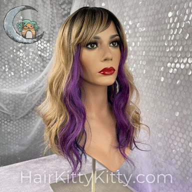 Ambrose 18 Inch Wig - Lilac Honey Rooted-Machine Made Wefted Wig-CysterWigs Limited-Lilac Honey Rooted-Ambrose 18 Inch | Lilac Honey Rooted | CysterWigs Limited | Heat Friendly Synthetic Wig-"Fringe: 4 inches, 2022, All, Ambrose, Average, balanced, CWL, Favorites, Fringe: 4", Heart + Inverted Triangle, Heat-Friendly Synthetic, Lilac Honey Rooted, Nape: 12 inches, New Releases, No Permatease, olive, Oval + Diamond, Overall Length: 18 inches, Overall Length: 18"", Popular, Round, Side: 18 inches, 