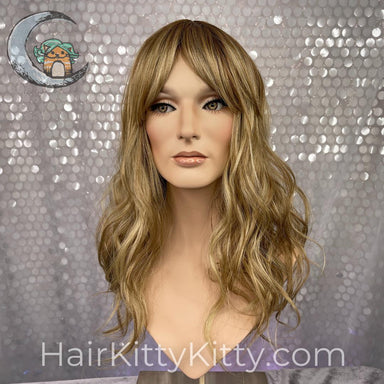Ambrose 18 Inch Wig - Oaked Chardonnay Rooted-Machine Made Wefted Wig-CysterWigs Limited-Oaked Chardonnay Rooted-Ambrose 18 Inch | Oaked Chardonnay Rooted | CysterWigs Limited | Heat Friendly Synthetic Wig-"Fringe: 4 inches, 2022, All, Ambrose, Average, balanced, CWL, Favorites, Fringe: 4"", Harlow Blonde Rooted (HF), Heart + Inverted Triangle, Heat-Friendly Synthetic, Nape: 12 inches, New Releases, No Permatease, olive, Oval + Diamond, Overall Length: 18 inches, Overall Length: 18"", Popular, R