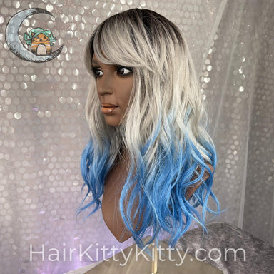 Ambrose 18 Inch Wig - Polar Ice Rooted-Machine Made Wefted Wig-CysterWigs Limited-Polar Ice Rooted-Ambrose 18 Inch | Polar Ice Rooted | CysterWigs Limited | Heat Friendly Synthetic Wig-"Fringe: 4 inches, 2022, All, Ambrose, Average, cool, CWL, Favorites, Fringe: 4"", Heart + Inverted Triangle, Heat-Friendly Synthetic, Nape: 12 inches, New Releases, No Permatease, olive, Oval + Diamond, Overall Length: 18 inches, Overall Length: 18"", Polar Ice Rooted, Popular, Round, Side: 18 inches, Standard Wi