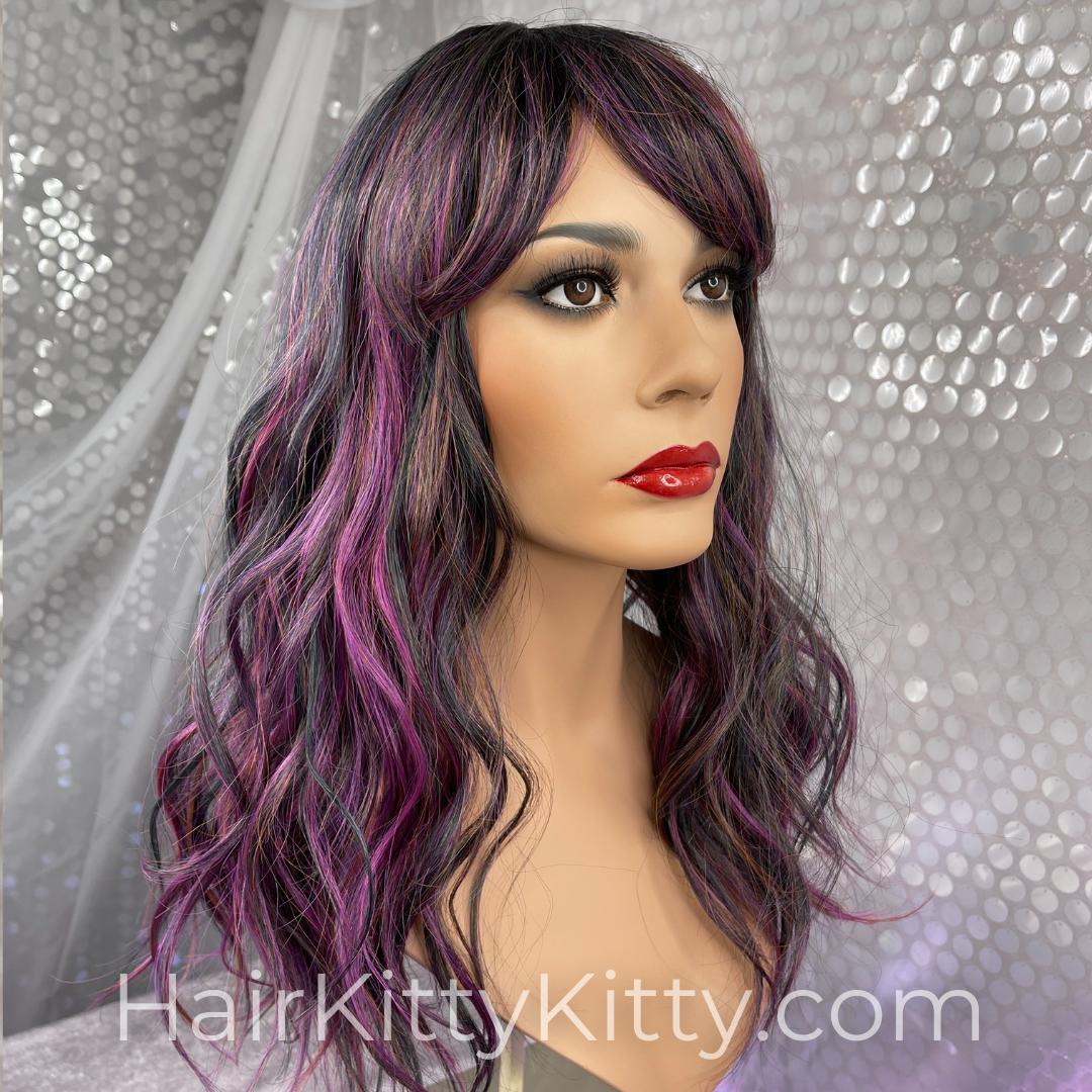 Ambrose 18 Inch Wig - Royal Velvet Rooted-Machine Made Wefted Wig-CysterWigs Limited-Royal Velvet Rooted-Ambrose 18 Inch | Royal Velvet Rooted | CysterWigs Limited | Heat Friendly Synthetic Wig-"Fringe: 4 inches, 2022, All, Ambrose, Average, cool, CWL, Favorites, Fringe: 4"", Heart + Inverted Triangle, Heat-Friendly Synthetic, Nape: 12 inches, New Releases, No Permatease, olive, Oval + Diamond, Overall Length: 18 inches, Overall Length: 18"", Popular, Round, Royal Velvet Rooted, Side: 18 inches,
