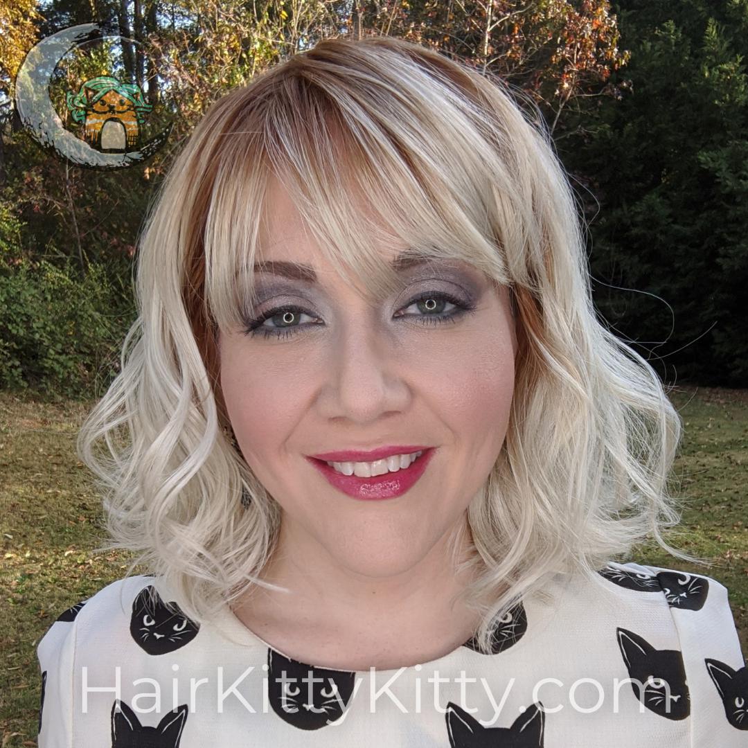 Ambrose Wig - Harlow Blonde Rooted-Machine Made Wefted Wig-CysterWigs Limited-Harlow Blonde Rooted-Ambrose | Harlow Blonde Rooted | CysterWigs Limited HF Full Wig-"Fringe: 4"", 2020, All, Ambrose, Average, Bob, cool, Crown Filler, CWL, Favorites, Harlow Blonde Rooted, Heart + Inverted Triangle, Heat-Friendly Synthetic, Nape: 4.5""- 6"", Natural Density, Oval + Diamond, Overall Length: 14", Popular, Round, Square, Standard Wig, Straight, Triangle + Pear, Weight: 2.5 oz, Wigs, zodiac-aries, zodiac