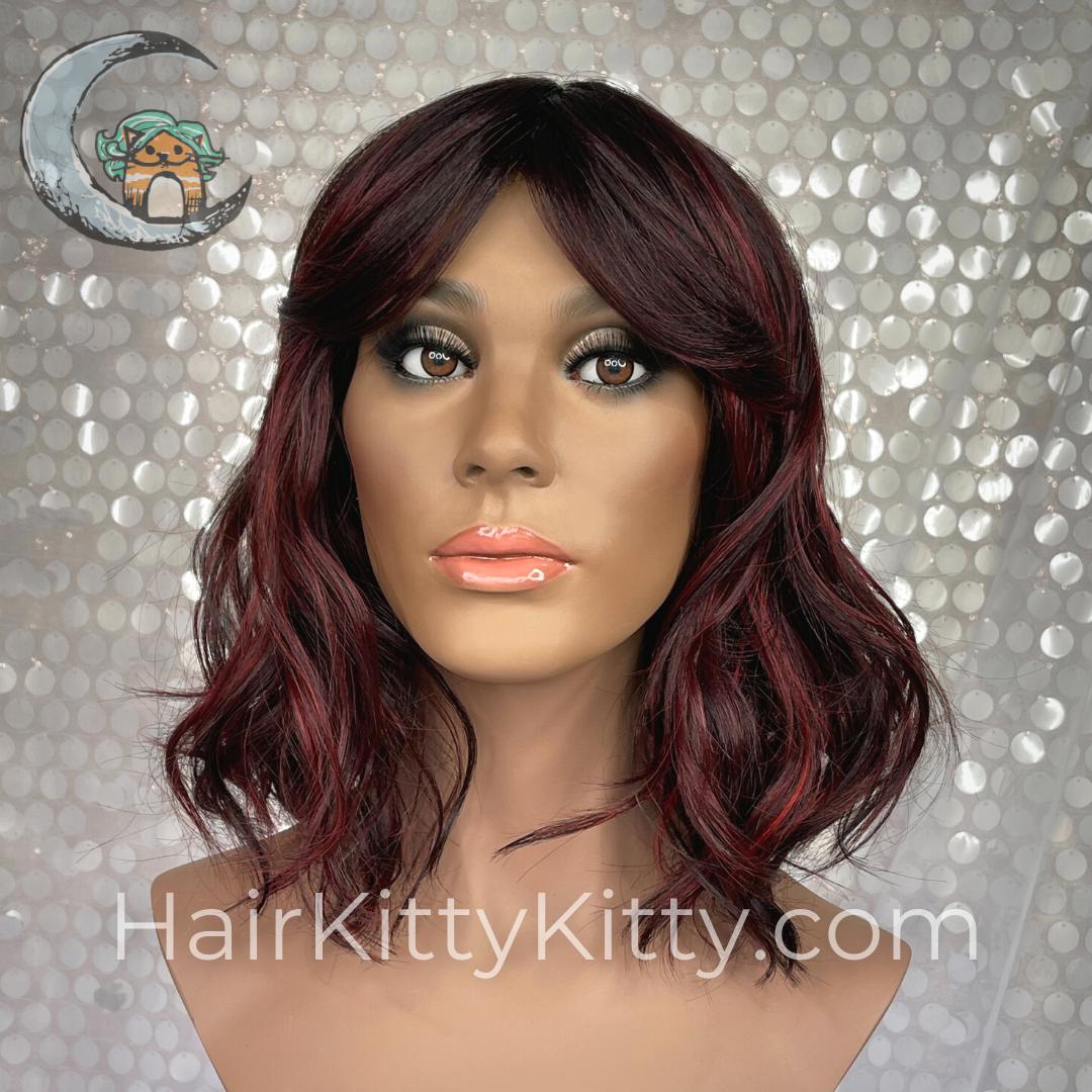 Ambrose Wig - Ravens and Roses Rooted-Machine Made Wefted Wig-CysterWigs Limited-Ravens and Roses Rooted-Ambrose | Ravens and Roses Rooted | CysterWigs Limited HF Full Wig-2019, 2B, All, Ambrose, Bob, CWL, Fashion, Fringe, Fringe: 4", Heart + Inverted Triangle, Heat-Friendly Synthetic, Nape 4 - 6", No Permatease, Oval + Diamond, Overall Length: 14", Ravens and Roses Rooted, Round, Square, Standard Wig, Wavy, Weight: 2.5 oz, Wigs, zodiac-cancer, zodiac-capricorn, zodiac-gemini, zodiac-sagittarius