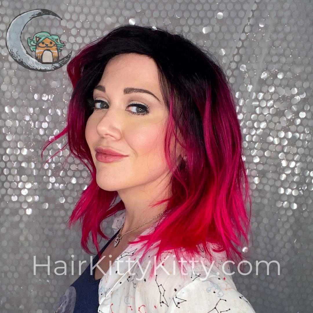Bardot Wig - Magenta Melt Rooted-Machine Made Wefted Wig-CysterWigs Limited-Magenta Melt Rooted-Bardot | Magenta Melt Rooted | CysterWigs Limited HF Full Wig-2019, 2A, All, Bardot, Beachy, cool, Crown Filler, CWL, Fashion, Favorites, Fringe: 12", Glam, Has Permatease, Heart + Inverted Triangle, Heat-Friendly, intense, Magenta Melt Rooted, Nape 10 - 12", Oblong + Rectangle, Oval + Diamond, Overall Length: 18", Popular, Round, Shattered, Square, Standard Wig, Synthetic, Triangle + Pear, Wavy, Weig