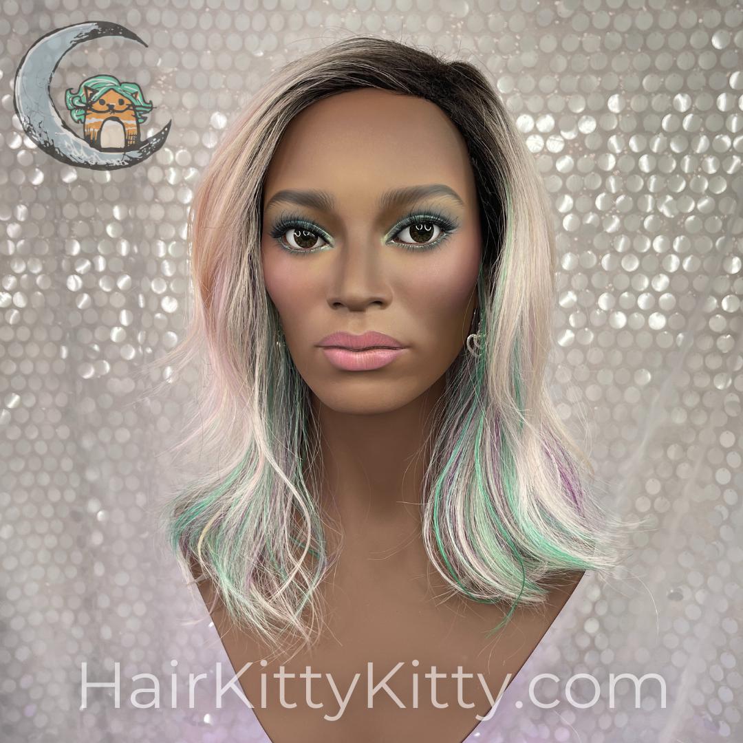 Bardot Wig - Paradise Pink Rooted-Machine Made Wefted Wig-CysterWigs Limited-Paradise Pink Rooted-Bardot | Paradise Pink Rooted | CysterWigs Limited HF Full Wig-2019, 2A, All, All Wigs, Bardot, Beachy, cool, Crown Filler, CWL, Fashion, Favorites, Fringe: 12", Glam, Has Permatease, Heart + Inverted Triangle, Heat-Friendly, intense, Nape 10 - 12", New Releases, Oblong + Rectangle, Oval + Diamond, Overall Length: 18", Paradise Pink Rooted, Popular, Round, Shattered, Square, Standard Wig, Synthetic,