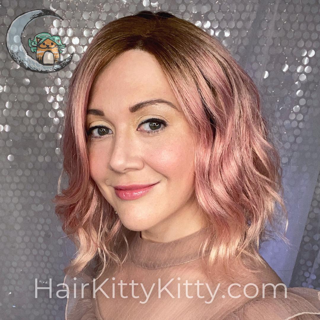 Beckett Monofilament Wig - Strawberry Shake Rooted-Monofilament Left Part + Lace Front-Wigs Forever-Strawberry Shake Rooted-Beckett | Strawberry Shake Rooted | Monofilament Part | Lace Front Wig-2022, All, Average, Beachy, Beckett, cool, Fringe: 9", Heart + Inverted Triangle, Lace Front, Lace Part, Medical, Nape 4 - 6", Natural Density, New Releases, No Permatease, Oval + Diamond, Overall Length: 14", Round, Square, strawberry-shake-rooted, Synthetic (Non-HF), Wavy, Weight: 4 oz, WF, Wigs, zodia