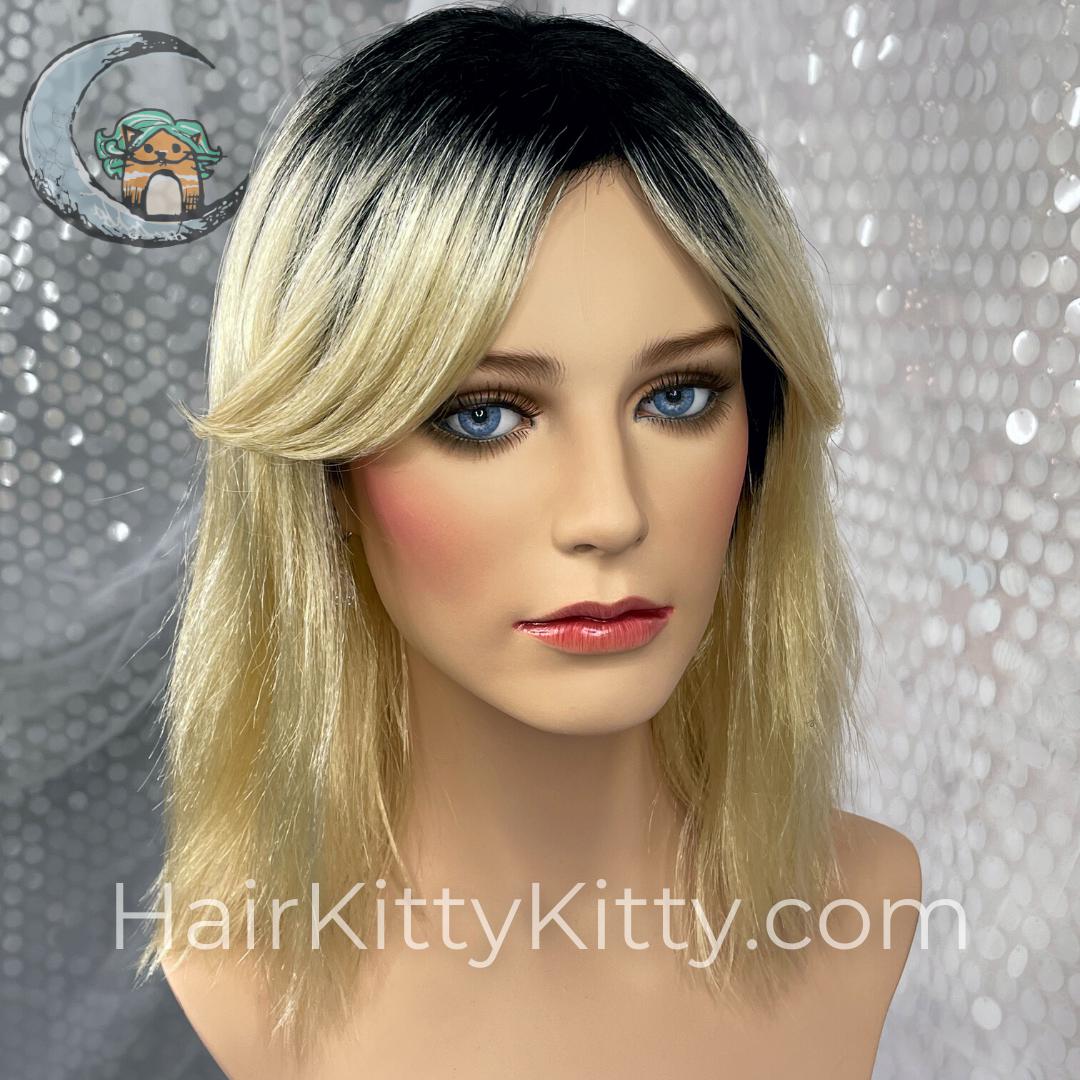 Calista Wig - Nirvana Blonde Rooted-Monofilament Lace Part Wigs-Wigs Forever-Nirvana Blonde Rooted-Calista | Nirvana Blonde Rooted | Wigs Forever Synthetic | Lace Middle Part-2020, 2A, All, Average-Large, Beachy, Bob, Calista, Favorites, Fringe, Fringe: 4.75", Fringe: 6", Heart + Inverted Triangle, Lace Part, Medical, Nape 4 - 6", Natural Density, Nirvana Blonde Rooted, No Permatease, Oblong + Rectangle, Oval + Diamond, Overall Length: 16", Popular, Round, Shattered, Silk Part, Square, Synthetic