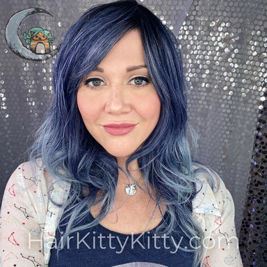 Danica Wig - Faded Denim Rooted-Machine Made Wefted Wig-CysterWigs Limited-Faded Denim Rooted-Danica | Faded Denim Rooted | CysterWigs Limited HF Full Wig-2021, All, Balanced, cool, CWL, Danica, Faded Denim Rooted, Fashion, Favorites, Fringe, Fringe: 5.5", Heart + Inverted Triangle, Heat-Friendly Synthetic, Nape 12 - 18", Natural Density, No Permatease, Oblong + Rectangle, Olive, Oval + Diamond, Overall Length: 23", Round, Square, Standard Wig, Unique, Wavy, Weight: 6 oz, Wigs, zodiac-aries, zod
