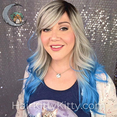 Danica Wig - Polar Ice Rooted-Machine Made Wefted Wig-CysterWigs Limited-Polar Ice Rooted-Danica | Polar Ice Rooted | CysterWigs Limited HF Full Wig-2021, All, cool, CWL, Danica, Fashion, Favorites, Fringe, Fringe: 5.5", Glam, Heart + Inverted Triangle, Heat-Friendly Synthetic, Nape 12 - 18", Natural Density, No Permatease, Oblong + Rectangle, Oval + Diamond, Overall Length: 23", Polar Ice Rooted, Popular, Round, Square, Standard Wig, Unique, Wavy, Weight: 6 oz, Wigs, zodiac-aquarius, zodiac-ari