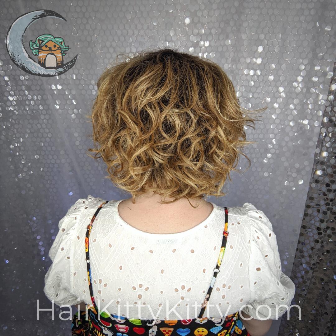 Felix Wig - Caramel Macchiato Rooted-Machine Made Wefted Wig-CysterWigs Limited-Caramel Macchiato Rooted-Felix | Caramel Macchiato Rooted | CysterWigs Limited HF Full Wig-2019, 3A, All, Average, Caramel Macchiato Rooted, Crown Filler, CWL, Fashion, Favorites, Felix, Fringe, Fringe: 2.5", Has Permatease, Heat-Friendly Synthetic, Nape 4 - 6", Natural Curls, Oval + Diamond, Overall Length: 13", Popular, Round, Shag, Standard Wig, Tight Curls, Triangle + Pear, warm, Weight: 3 oz, Wigs, zodiac-aries,