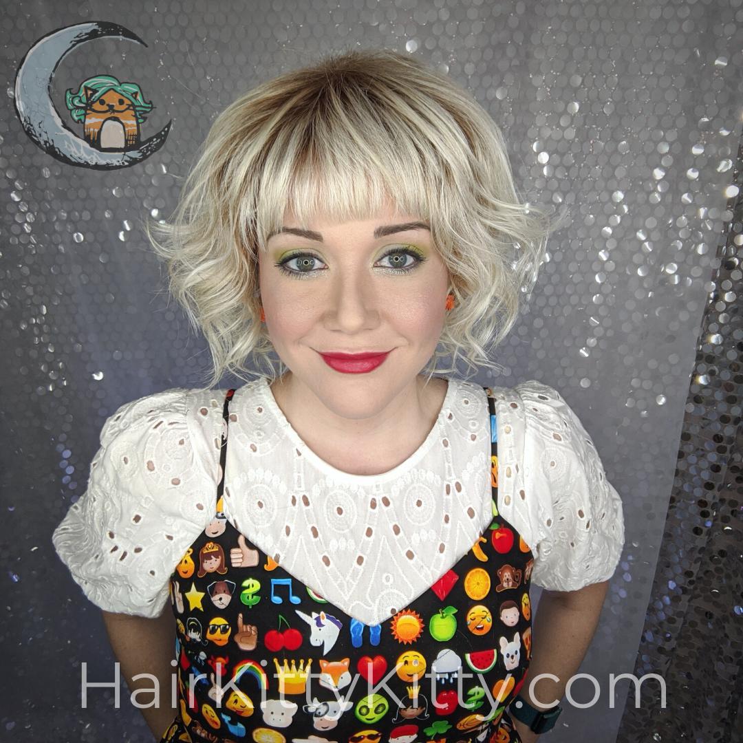 Felix Wig - Harlow Blonde Rooted-Machine Made Wefted Wig-CysterWigs Limited-Harlow Blonde Rooted-Felix | Harlow Blonde Rooted | CysterWigs Limited HF Full Wig-2019, 3A, All, Average, cool, Crown Filler, CWL, Fashion, Favorites, Felix, Fringe, Fringe: 2.5", Harlow Blonde Rooted, Has Permatease, Heat-Friendly Synthetic, Nape 4 - 6", Natural Curls, Oval + Diamond, Overall Length: 13", Popular, Round, Shag, Standard Wig, Tight Curls, Triangle + Pear, Weight: 3 oz, Wigs, zodiac-aries, zodiac-leo, zod