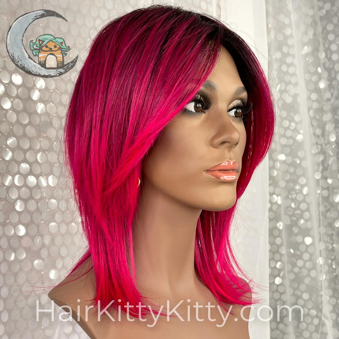 Grayson Wig - Magenta Melt Rooted-Premium Open Capped Wigs-CysterWigs Limited-Magenta Melt Rooted-Grayson | Magenta Melt Rooted | CysterWigs Limited HF Full Wig-2020, All, Average, Bob, Cool, Crown Filler, CWL, Fashion, Favorites, Fringe: 8.5", Glam, Grayson, Has Permatease, Heart + Inverted Triangle, Heat-Friendly Synthetic, Intense, Magenta Melt Rooted, Nape 8 - 10 ", Oblong + Rectangle, Oval + Diamond, Overall Length: 18", Popular, Round, Shag, Square, Standard Wig, Straight, Triangle + Pear,