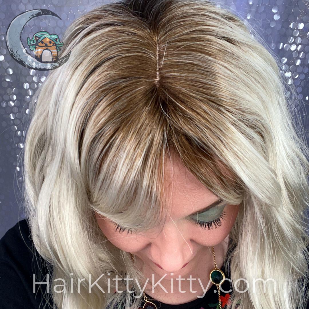 Mirabella Wig - Harlow Blonde Rooted-Premium Silky Skin Top Wigs-Wigs Forever-Harlow Blonde Rooted-Mirabella | Harlow Blonde Rooted | Wigs Forever Synthetic | Silky Skin Part-2020, 2B, All, balanced, Bob, Favorites, Fringe, Fringe: 4.75", Harlow Blonde Rooted, Heart + Inverted Triangle, Medical, Mirabella, Nape 6 - 8", No Permatease, Oblong + Rectangle, olive, Oval + Diamond, Overall Length: 16.5", Popular, Round, Silk Part, Square, Synthetic (Non-HF), Triangle + Pear, Wavy, Weight: 6.5 oz, WF, 