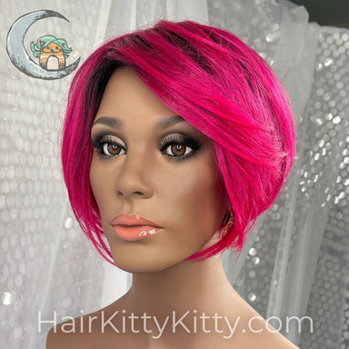 Piper Wig - Magenta Melt Rooted-Machine Made Wefted Wig-CysterWigs Limited-Magenta Melt Rooted-Piper | Magenta Melt Rooted | CysterWigs Heat Friendly Synthetic Wig-2020, All, Average, Bob, cool, Crown Filler, CWL, Favorites, Fringe: 10", Has Permatease, Heart + Inverted Triangle, Heat-Friendly Synthetic, Magenta Melt Rooted, Nape <2", Natural Density, Oval + Diamond, Overall Length: 10", Piper, Popular, Round, Square, Standard Wig, Straight, Triangle + Pear, Weight: 3 oz, Wigs, zodiac-aries, zod