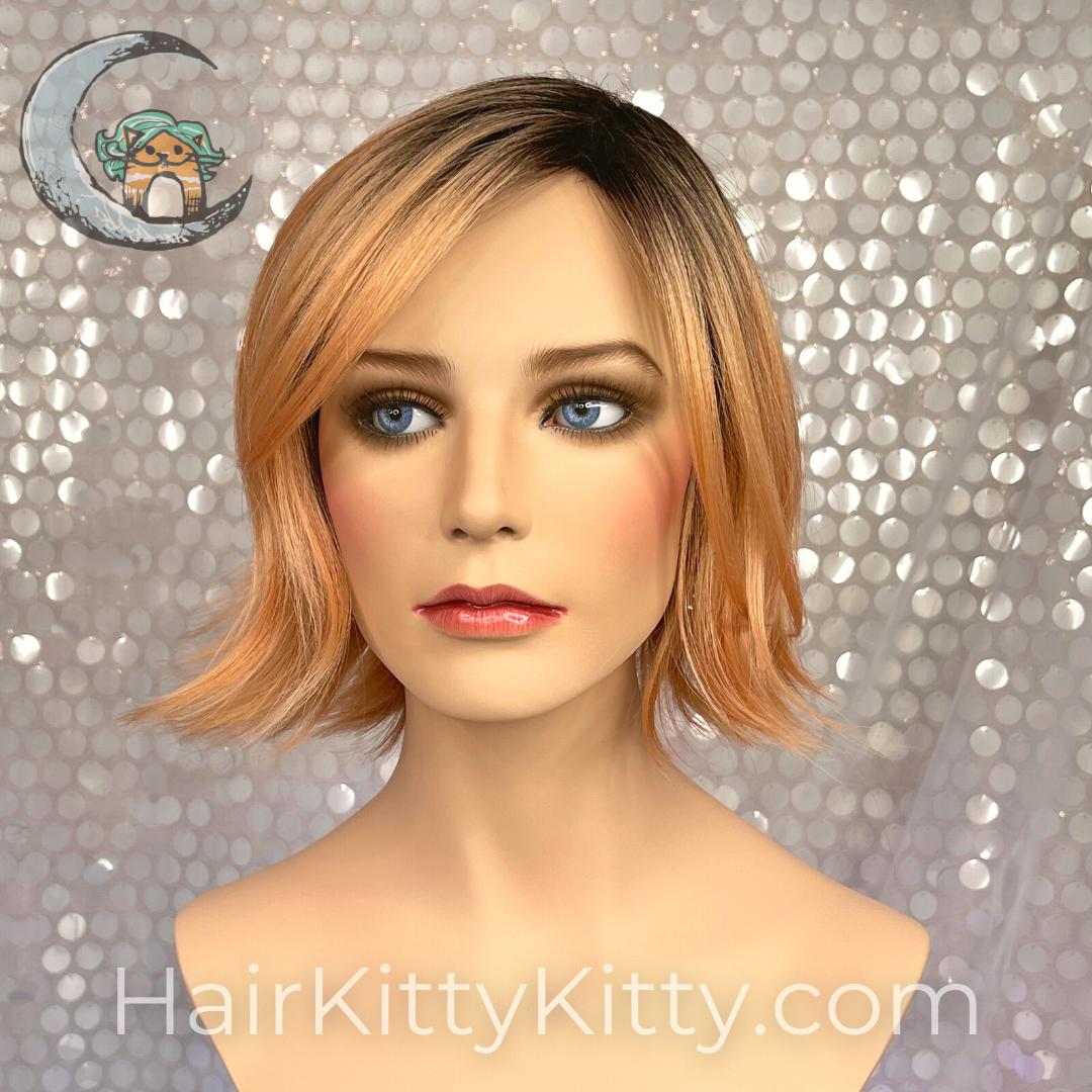 Poppy Wig - Peach Bellini Rooted-Machine Made Wefted Wig-CysterWigs Limited-Peach Bellini Rooted-Poppy | Peach Bellini Rooted | CysterWigs Limited HF Full Wig-2021, 2A, Average, Bob, Crown Filler, CWL, Fashion, Fringe: 8.5", Has Permatease, Heart + Inverted Triangle, Heat-Friendly Synthetic, Medical, Nape 3 - 4", Natural Curls, Natural Density, Oval + Diamond, Overall Length: 12", Peach Bellini Rooted, Poppy, Popular, Round, Square, Standard Wig, Warm, Wavy, Weight: 4 oz, Wigs, zodiac-aquarius, 