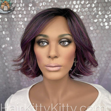 Poppy Wig - Royal Velvet Rooted-Machine Made Wefted Wig-CysterWigs Limited-Poppy | Royal Velvet Rooted | CysterWigs Limited HF Full Wig-2021, Average, Bob, Cool, Crown Filler, CWL, Fashion, Fringe: 8.5", Has Permatease, Heart + Inverted Triangle, Heat-Friendly Synthetic, Indigo Swirl Rooted, Medical, Nape 3 - 4", Natural Curls, Natural Density, Oval + Diamond, Overall Length: 12", Poppy, Popular, Round, Royal Velvet Rooted, Square, Standard Wig, Wavy, Weight: 4 oz, Wigs, zodiac-capricorn, zodiac