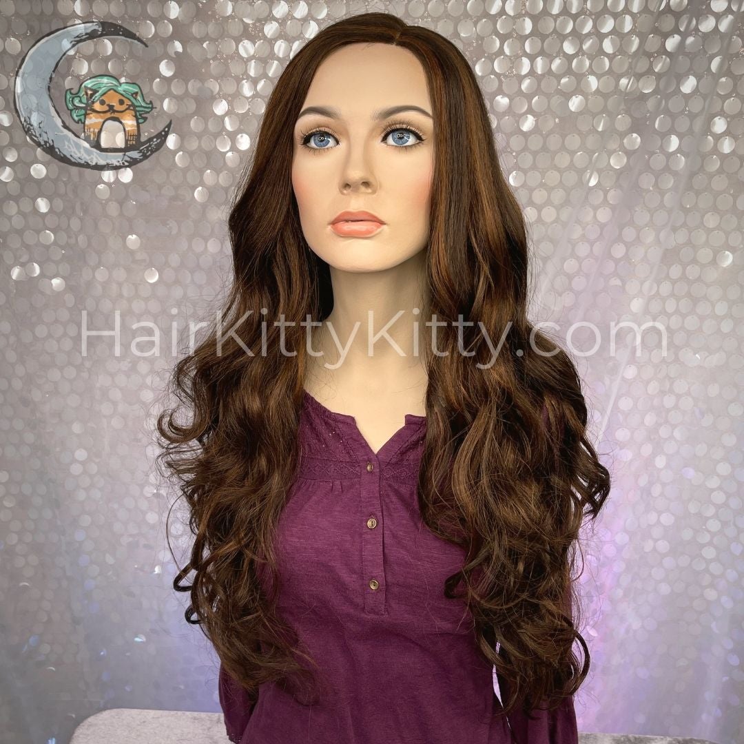 Trinity Monofilament Wig - Ginger Snap-Monofilament Left Part + Lace Front-Wigs Forever-Ginger Snap-Trinity | Ginger Snap | 30 inches | Lace Front Wig | Mono Part-2022, 2A, All, Average, Fringe: 18", Ginger Snap, Glam, Heart + Inverted Triangle, Lace Front, Lace Part, Medical, Nape 18 - 22", No Permatease, Oblong + Rectangle, Oval + Diamond, Overall Length: 30", Round, Square, Synthetic (Non-HF), Triangle + Pear, Trinity, warm, Wavy, Weight: 9 oz, WF, Wigs, zodiac-cancer, zodiac-capricorn, zodia