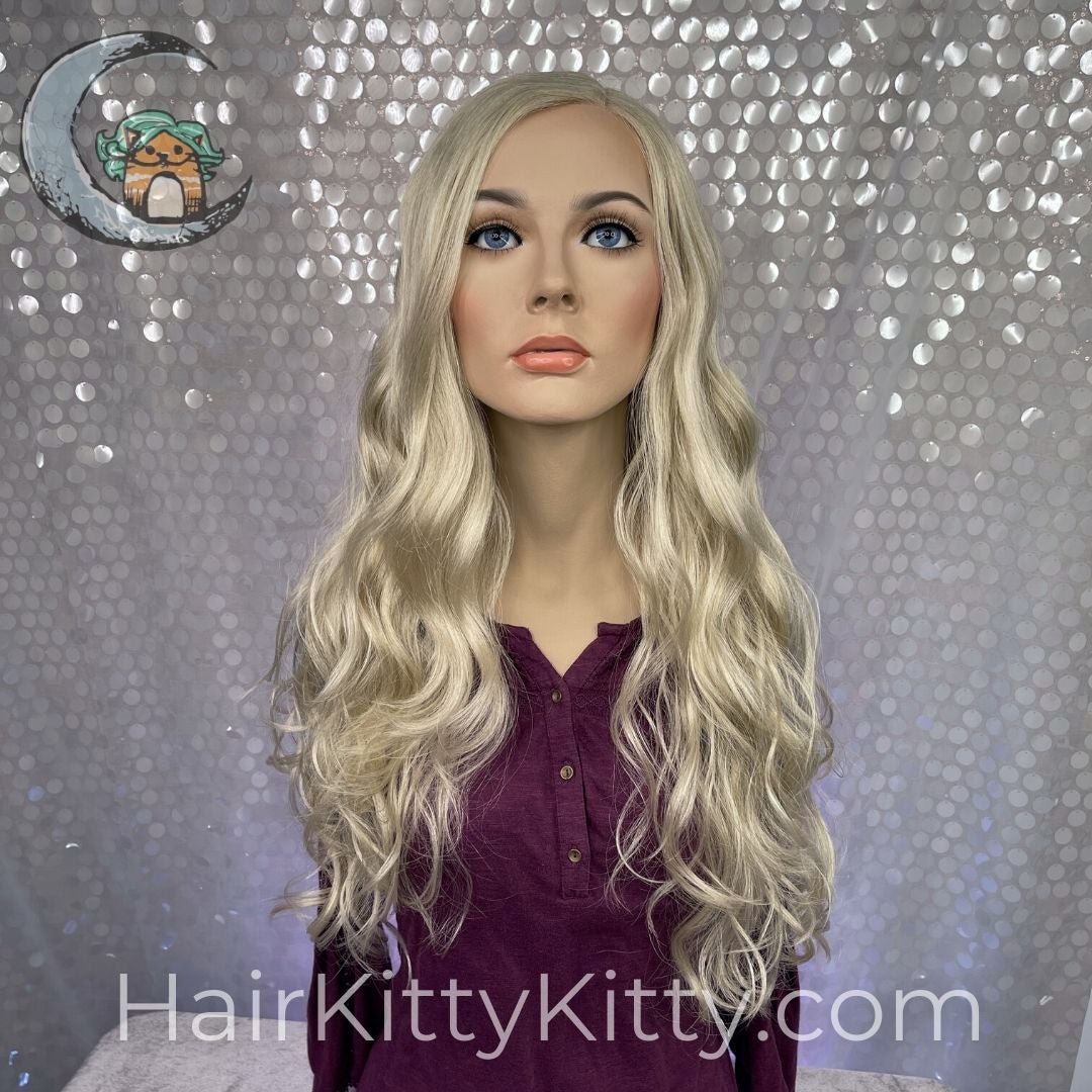 Trinity Monofilament Wig - Harlow Blonde-Monofilament Left Part + Lace Front-Wigs Forever-Harlow Blonde Unrooted-Trinity | Harlow Blonde | 30 inches | Lace Front Wig | Mono Part-2022, 2A, All, Average, cool, Fringe: 18", Glam, Harlow Blonde Rooted, Heart + Inverted Triangle, Lace Front, Lace Part, Medical, Nape 18 - 22", New Releases, No Permatease, Oblong + Rectangle, Oval + Diamond, Overall Length: 30", Round, Square, Synthetic (Non-HF), Triangle + Pear, Trinity, Wavy, Weight: 9 oz, WF, Wigs, 