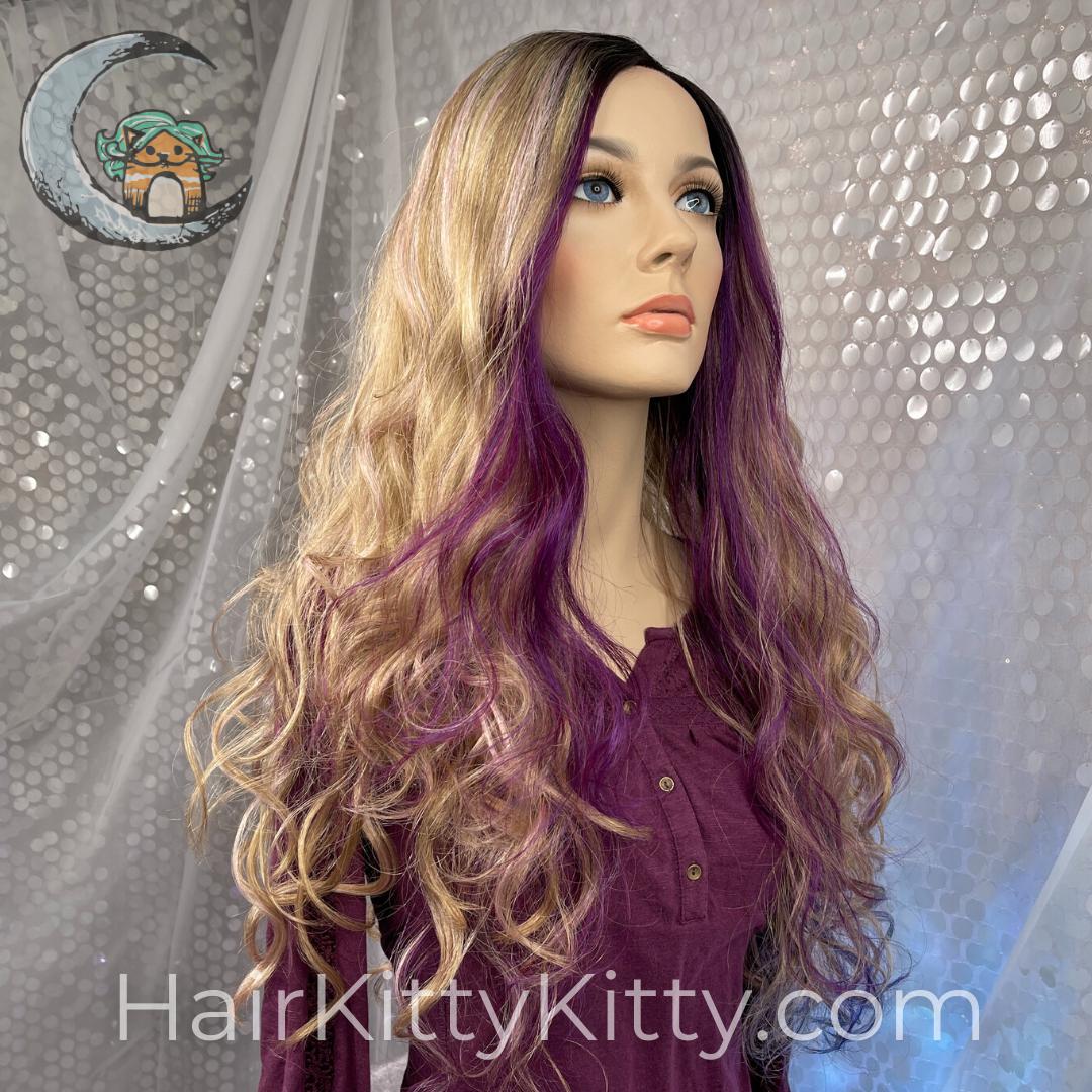 Trinity Monofilament Wig - Lilac Honey Rooted-Monofilament Left Part + Lace Front-Wigs Forever-Lilac Honey Rooted-Trinity | Lilac Honey Rooted | 30 inches | Lace Front Wig | Mono Part-2022, 2A, All, Average, Balanced, Fringe: 18", Glam, Heart + Inverted Triangle, Lace Front, Lace Part, Lilac Honey Rooted, Medical, Nape 18 - 22", No Permatease, Oblong + Rectangle, Oval + Diamond, Overall Length: 30", Round, Square, Synthetic (Non-HF), Triangle + Pear, Trinity, Wavy, Weight: 9 oz, WF, Wigs, zodiac