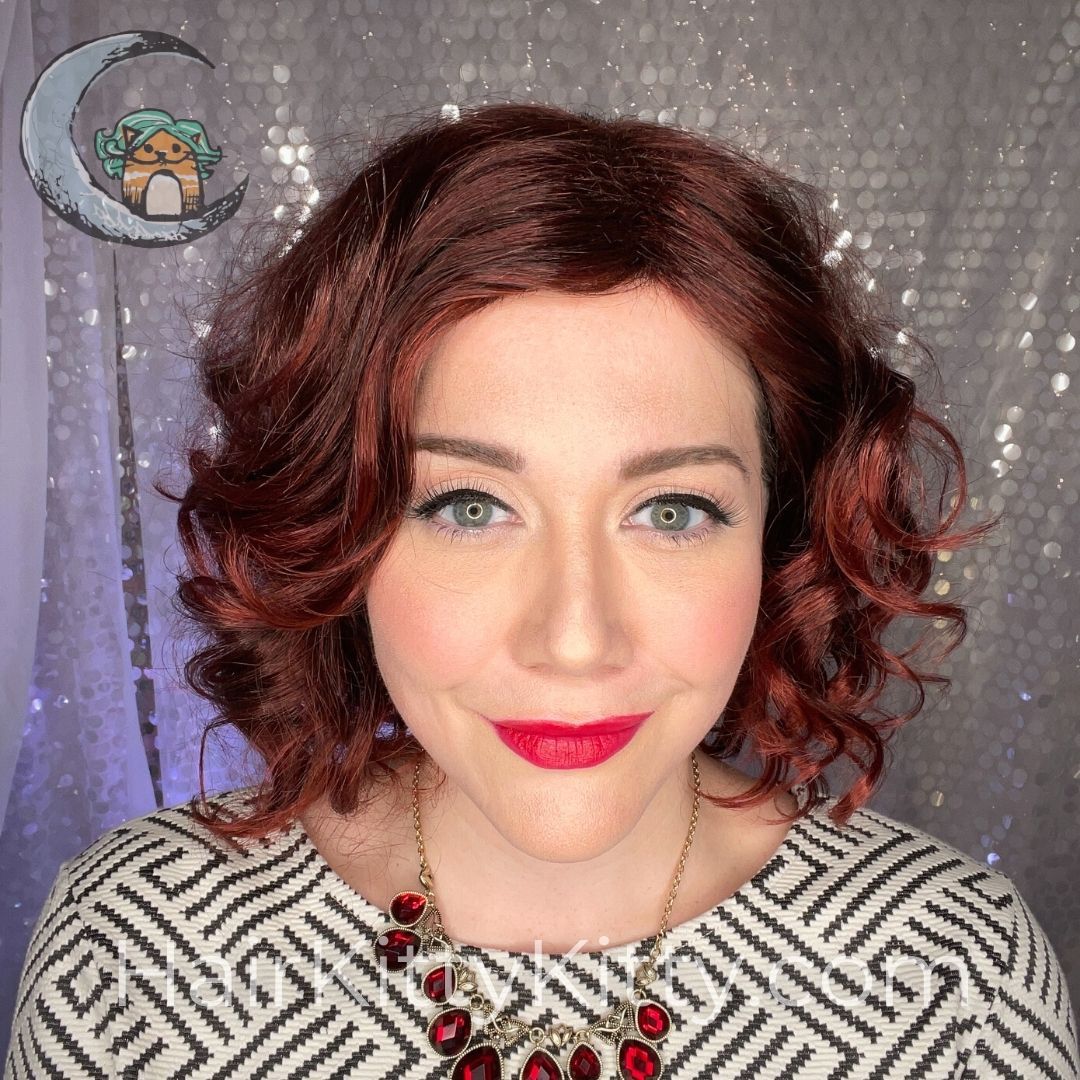 Willow Wig - Cheerwine Sangria-Premium Open Capped Wigs-Wigs Forever-Cheerwine Sangria-Willow | Cheerwine Sangria | Wigs Forever Synthetic | Open Cap-3A, All, Average-Large, Bob, Cheerwine Sangria, cool, Fashion, Fringe: 8", Has Permatease, Heart + Inverted Triangle, Medical, Nape 4 - 6", Natural Curls, olive, Oval + Diamond, Overall Length: 14", Popular, Round, Square, Standard Wig, Synthetic (Non-HF), Triangle + Pear, Weight: 4 oz, WF, Willow, zodiac-aries, zodiac-leo, zodiac-pisces, zodiac-sa