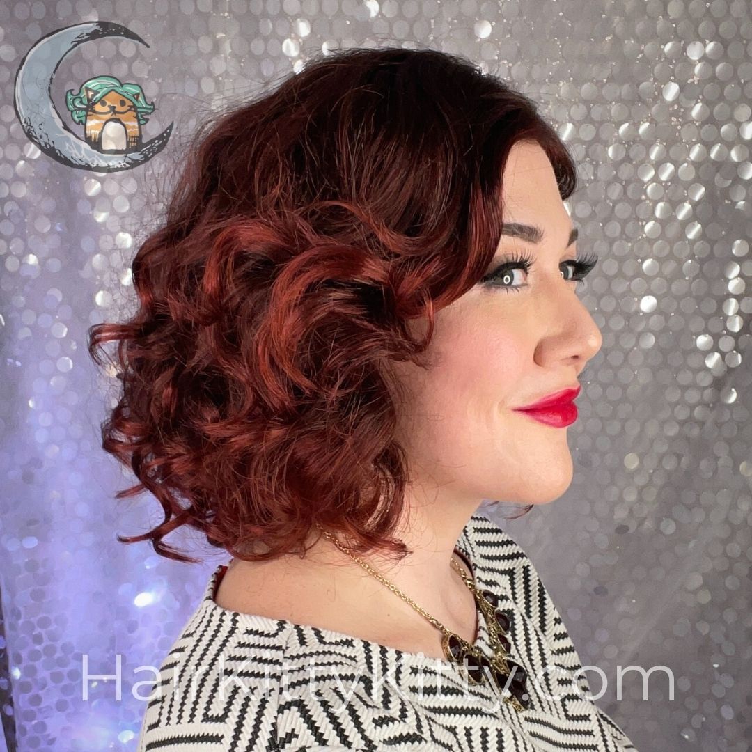 Willow Wig - Cheerwine Sangria-Premium Open Capped Wigs-Wigs Forever-Cheerwine Sangria-Willow | Cheerwine Sangria | Wigs Forever Synthetic | Open Cap-3A, All, Average-Large, Bob, Cheerwine Sangria, cool, Fashion, Fringe: 8", Has Permatease, Heart + Inverted Triangle, Medical, Nape 4 - 6", Natural Curls, New Releases, olive, Oval + Diamond, Overall Length: 14", Popular, Round, Square, Standard Wig, Synthetic (Non-HF), Triangle + Pear, Weight: 4 oz, WF, Willow, zodiac-aries, zodiac-leo, zodiac-pis
